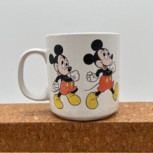 VTG Disney Walking Mickey Mouse in Motion Coffee Mug 10 oz White 1980-90's Korea